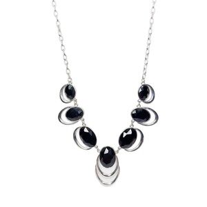 Silver Tone and Black Necklace
